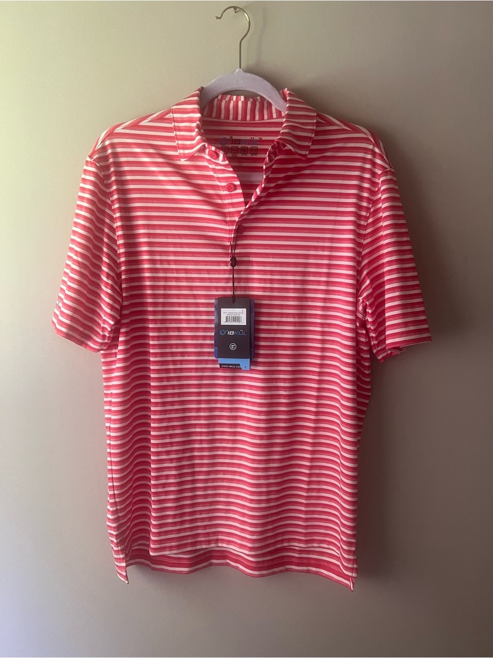 IBKUL Men's Red & White Striped Polo Shirt - Lightweight Performance